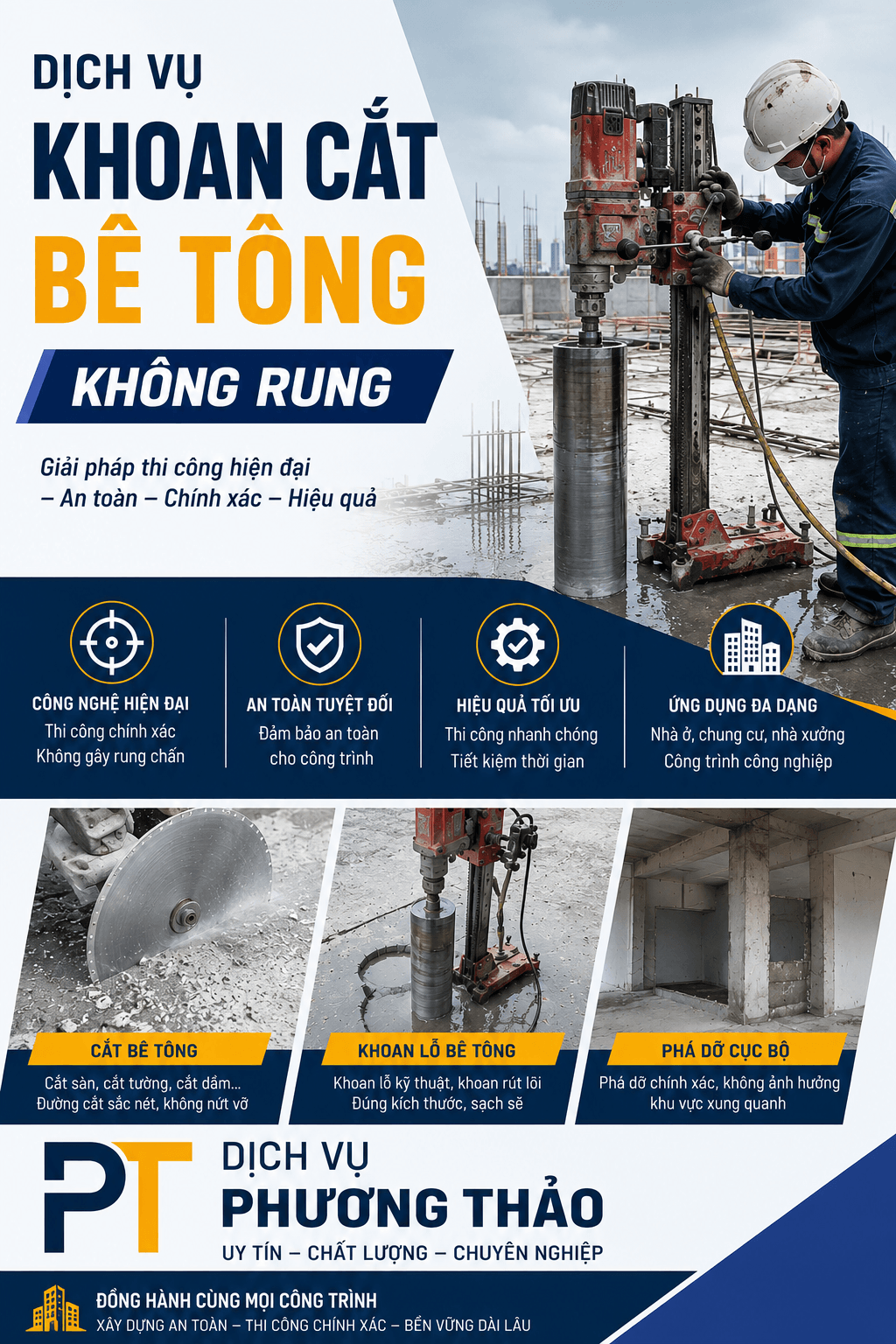 Khoan Cắt Bê Tông Không Rung Cho Mọi Công Trình