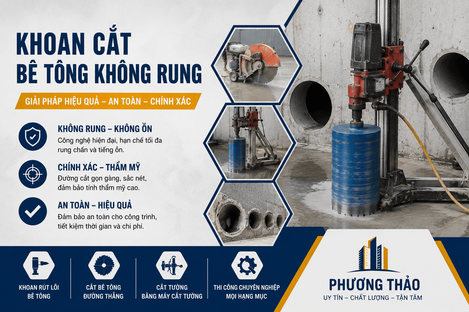 Khoan Cắt Bê Tông Không Rung