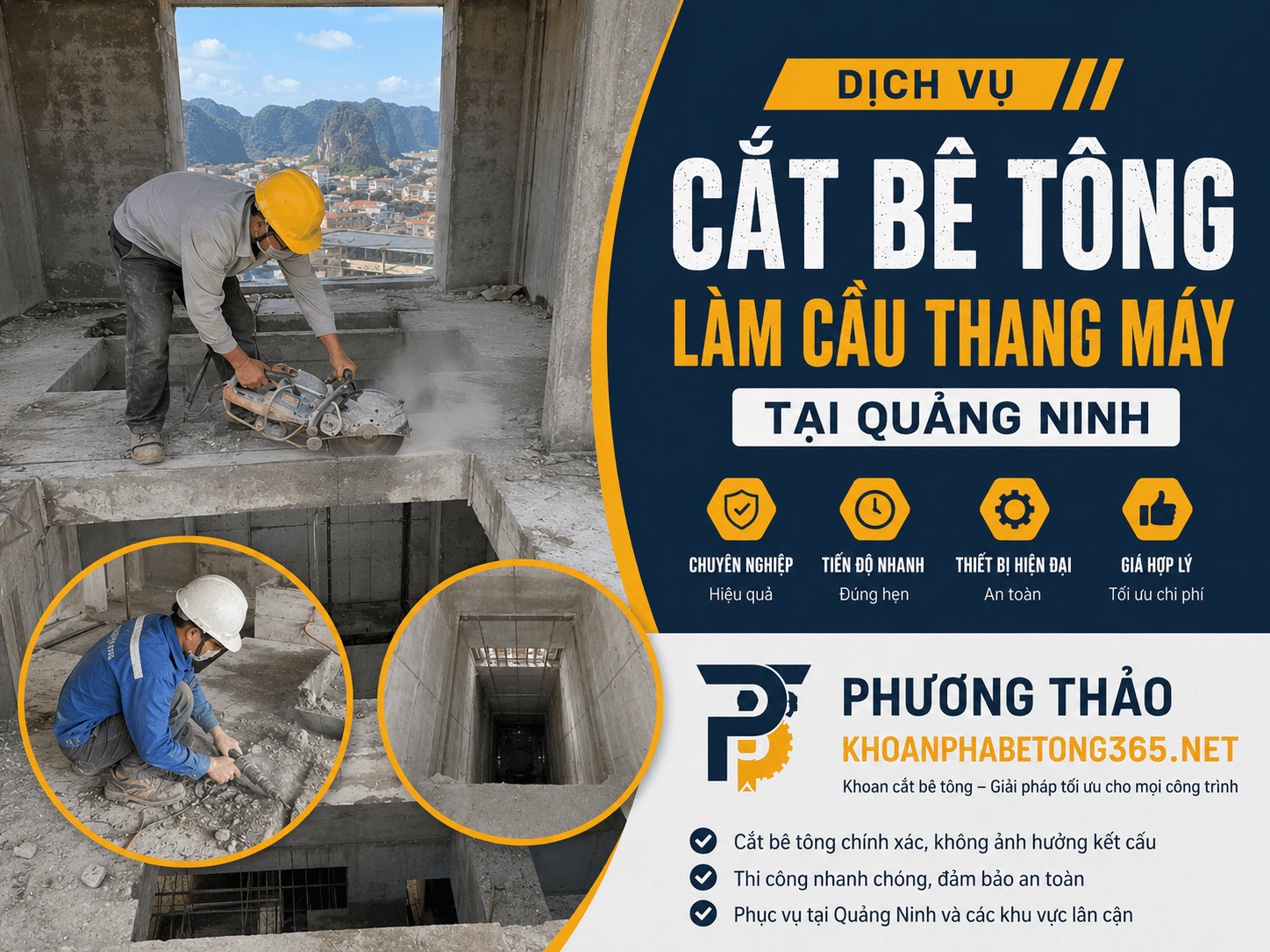 Cắt Bê Tông Làm Cầu Thang Máy Quảng Ninh