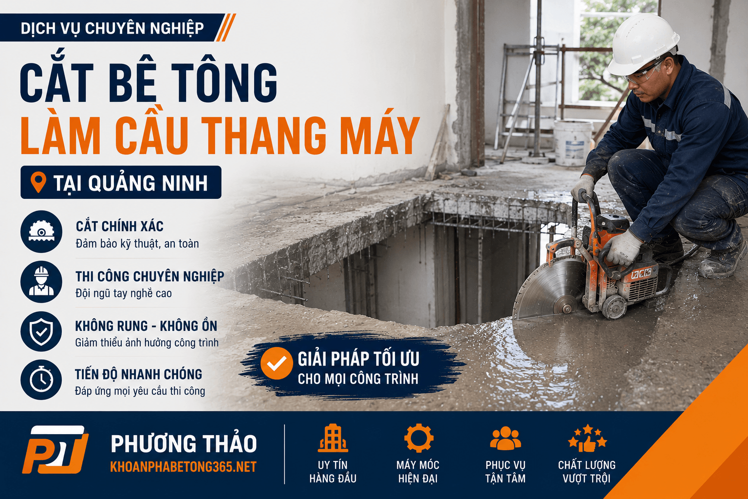Cắt Bê Tông Làm Thang Máy Tại Quảng Ninh