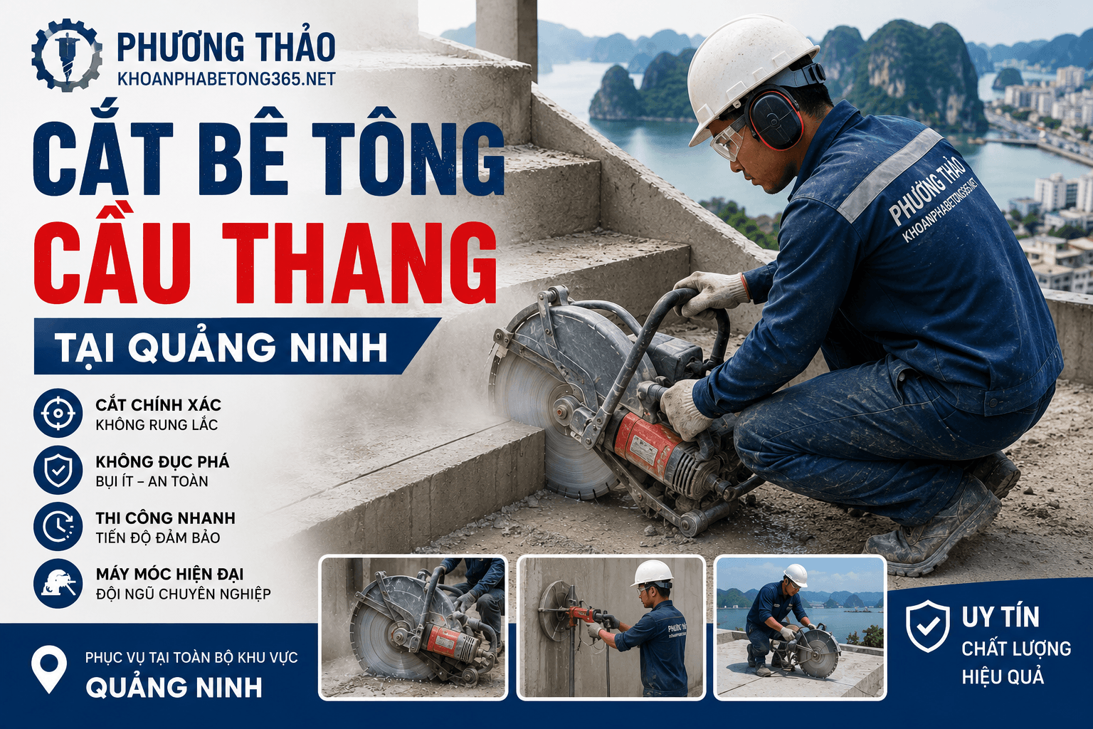 cắt bê tông cầu thang Quảng Ninh