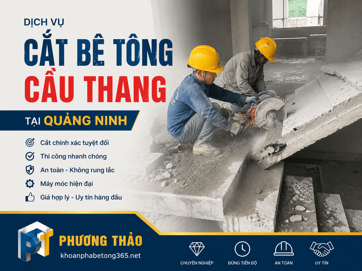 cắt bê tông cầu thang ở Quảng Ninh
