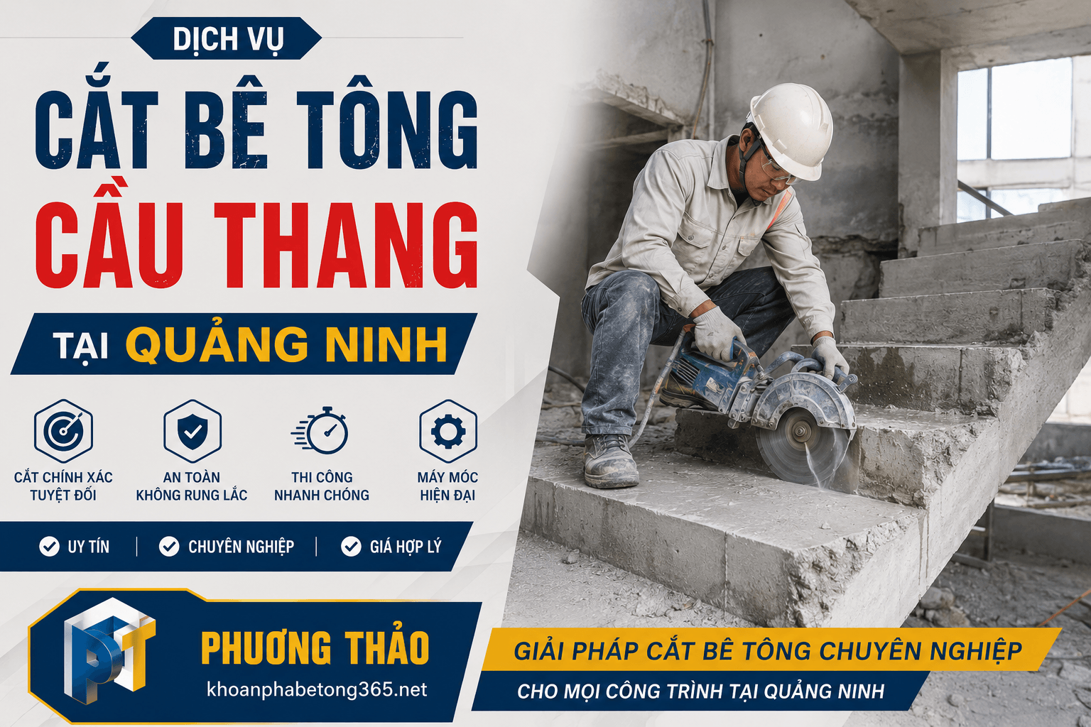 cắt bê tông cầu thang tại Quảng Ninh