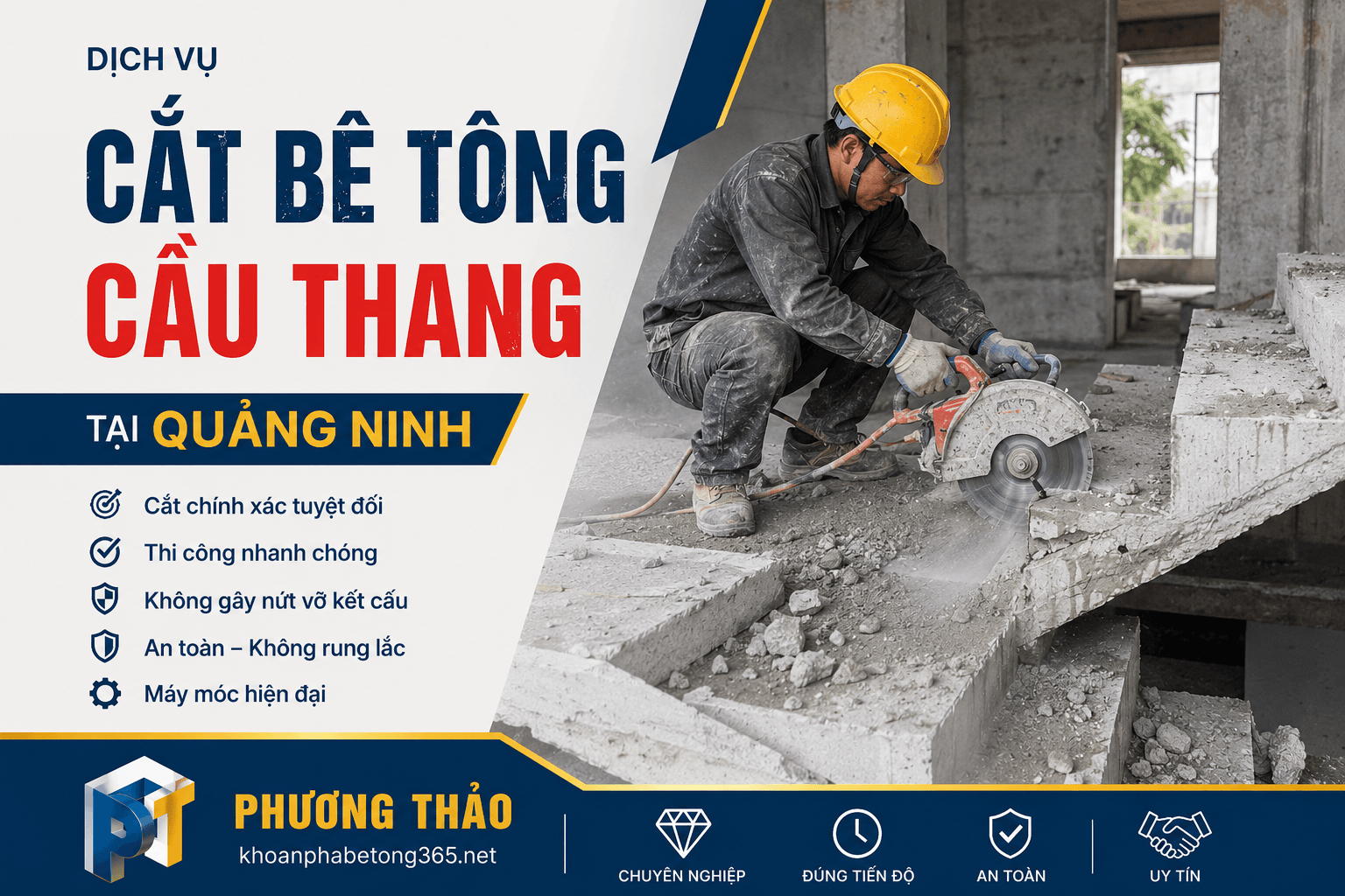 cắt bê tông cầu thang tỉnh Quảng Ninh
